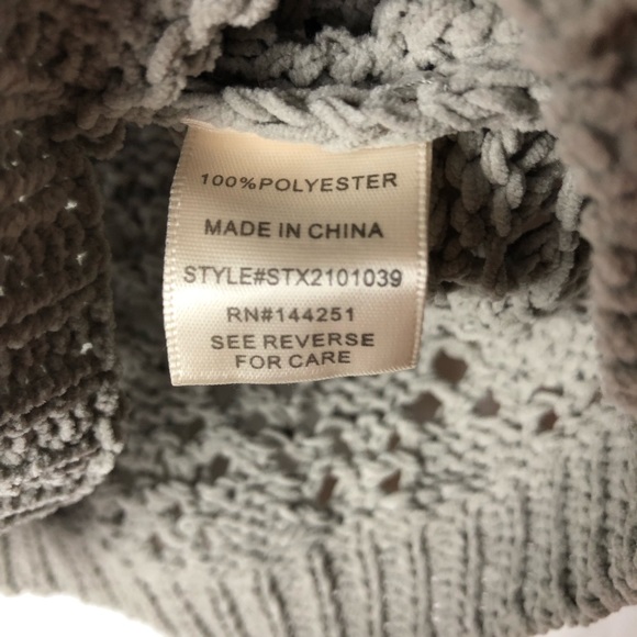 NWT! Nicole Miller Artelier Crochet Knit Button Front Taupe L Cardigan Boho Chic - Picture 7 of 7